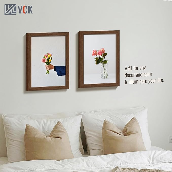 VCK 12x18 Picture Frame 3 Pack, Brown Wood Poster Frame with Exclusive Wood Grain, Wall Mounting Hanging-Ruum Studio Home