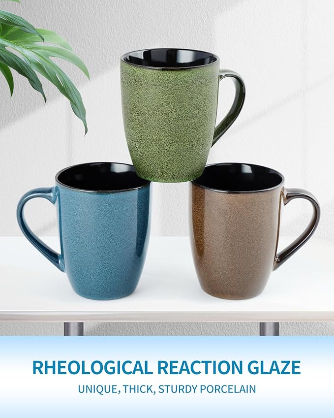 SEDEME Brown 12oz Rustic Ceramic Mugs (4 Pack) - Handle Coffee Mugs for Hot Drinks-Ruum Studio Home