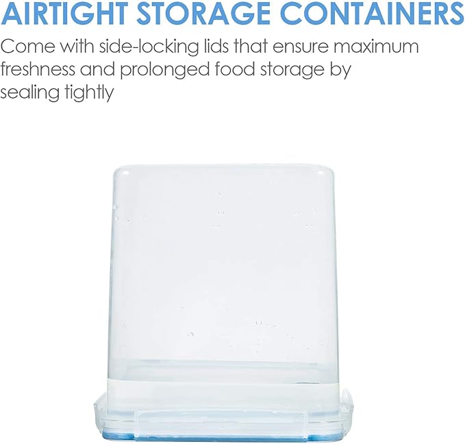 Vtopmart Food Storage Containers 2.5L / 84.5oz, 4 Pieces BPA Free Plastic Airtight Canister for Flour, Sugar, Baking Supplies, with 4 Measuring Cups and 24 Labels, Blue-Ruum Studio Home
