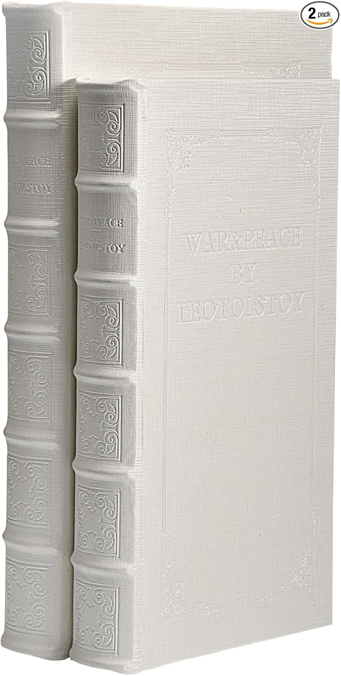 Decorative Books with White Faux Leather,Decorative Book Box for Home Decor, Display,Coffee Table Books Decor,Hotel Home Bookshelf Décor Book (YD-C104 L+S)-Ruum Studio Home
