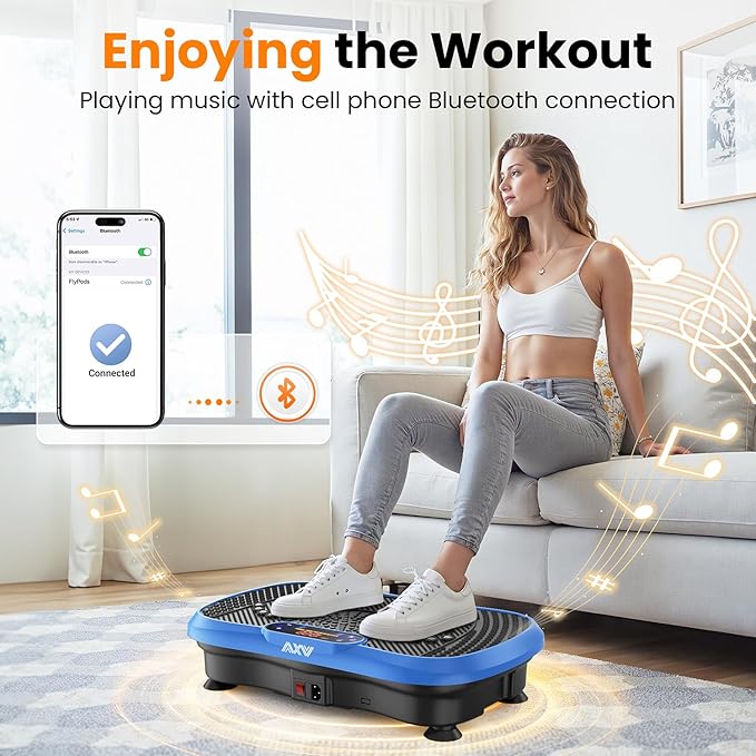 AXV Vibration Plate Fitness Platform Exercise Machine Vibrating Lymphatic Drainage Shaking Full Body Shaker Workout Vibrate Stand Shake Board Sport Gym for Weight Loss Fat Burner for Women Men-Ruum Studio Home