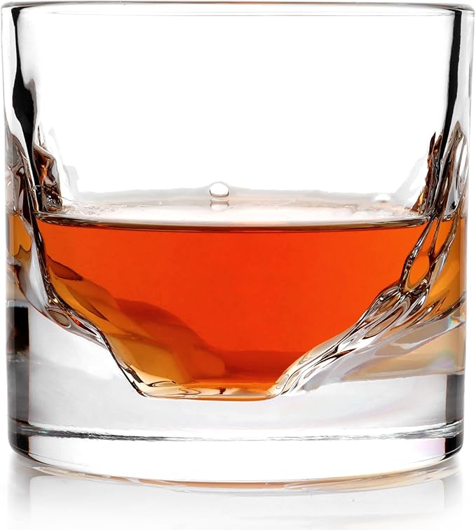 Grand Canyon Heavy Crystal Whiskey Glasses Gift Set of 4, Thick Freezable Bourbon Glass 1lb Each, Premium Whiskey Gifts for Men, Frozen Crystal Chills Cocktails, 10 oz-Ruum Studio Home