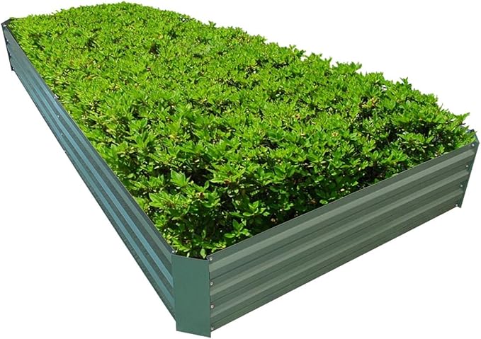 8x4x1ft Metal Raised Garden Bed Kit，Galvanized Garden Bed Box for Vegetables, Flowers, Herbs, and Succulents,240 Gallon Capacity - Green-Ruum Studio Home