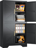SISESOL Black Storage Cabinet with 4 Doors and 2 Adjustable Shelves,Farmhouse Food Pantry Cabinets,Small Bathroom Cabinet,4 Tier Metal Storage Cabinets for Home Kitchen,Dining/Living/Laundry/Room-Ruum Studio Home