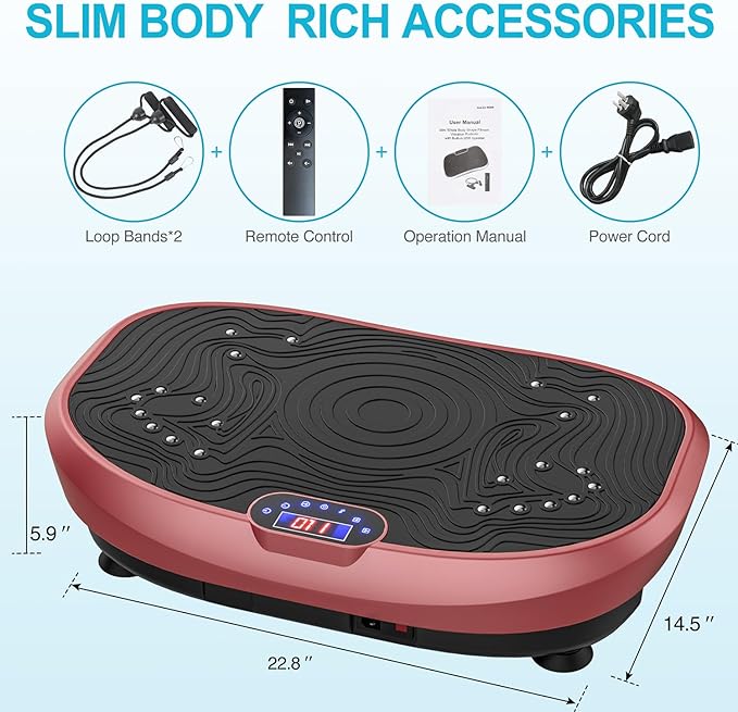 AXV Vibration Plate Exercise Machine Whole Body Workout Power Vibrate Fitness Platform Vibrating Machine Exercise Board for Weight Loss Shaping Toning Wellness Home Gyms Workout-Ruum Studio Home