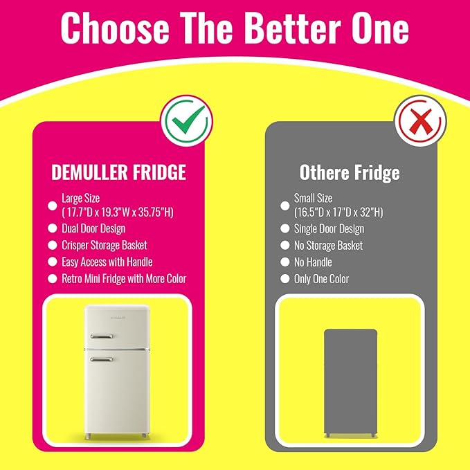 Retro Mini Fridge 3.5 Cu.ft Small Refrigerator with Top Freezer Compact Fridge Apartment Size Refrigerator Dual Door with Handles for Home Office Dorm-Ruum Studio Home