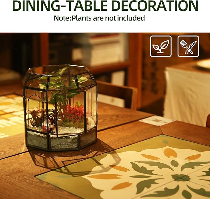 Large Glass Terrarium Handmade, Centerpiece Display Box Gift Planter Containers Indoor Terrariums House for Succulent Cacti Air Plants Miniature Fairy Garden-Ruum Studio Home