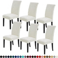 Joccun Chair Covers for Dining Room Set of 6,Dining Chair Slipcovers Stretch Dining Room Chair Covers Seat Protector,Washable Parsons Chair Cover for Home,Hotel,Banquet(Ivory,6 Pack)-Ruum Studio Home