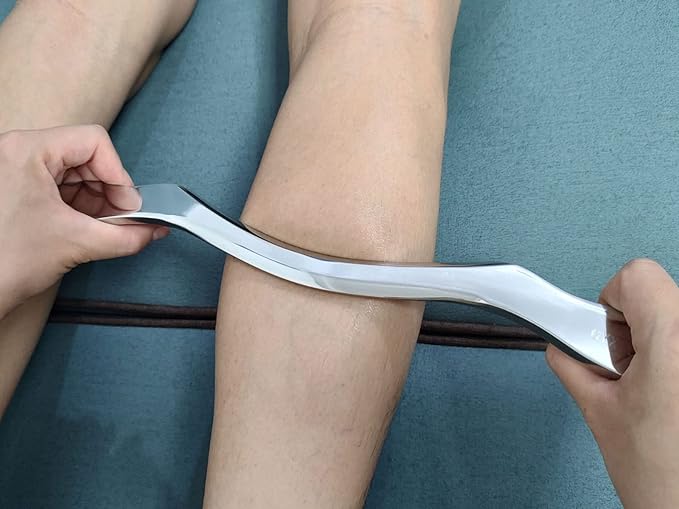 Muscle Scraper Stainless Steel Gua Sha Scraping Massage Tool,IASTM Tools, Great Soft Tissue Physical Therapy Used for Back, Legs, Arms,Neck (Long bar)-Ruum Studio Home