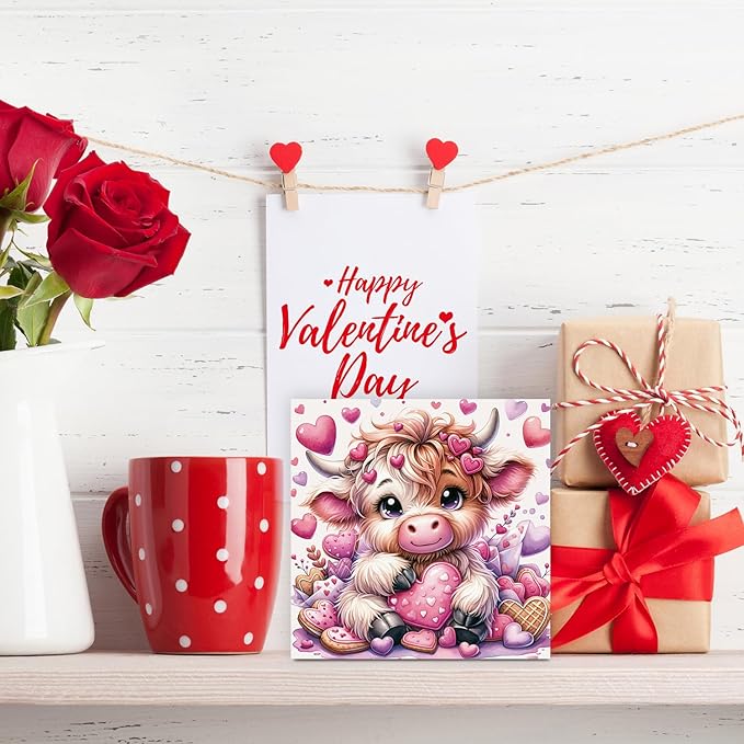 Valentines Day Decor Valentines Day Decorations Valentines Day Office Decor Valentines Day Table Decor Pink Valentines Day Decorations Valentines Decor Gifts for Girlfriend, Highland Cow Wooden Decor-Ruum Studio Home