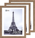 VCK 16x20 Picture Frames for Wall 3 Pack, Brown Walnut Wood Poster Frame, Exclusive Wood Grain, Wall Mounting Hanging-Ruum Studio Home