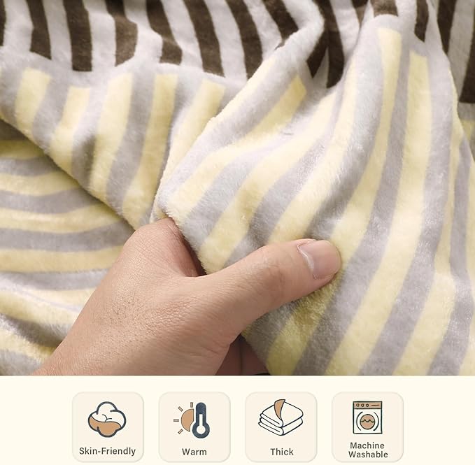 Lahome Brown Fleece Throw Blanket for Couch Double-Color Rainbow Fluffy Warm Cozy Bed Blanket Soft Fuzzy Modern Throw Blankets for Sofa Home Decor, Brown 50''x60''-Ruum Studio Home