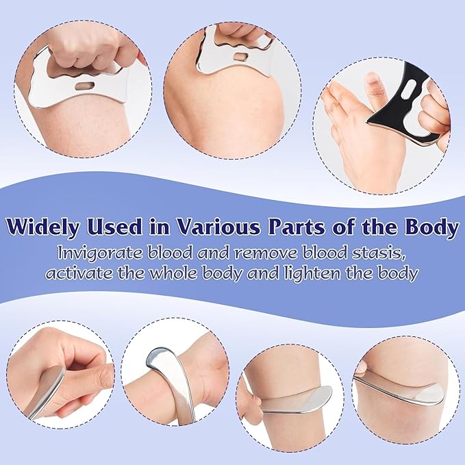3 in 1 Guasha Massage Tool, Grade Stainless Steel Scraping Tool for Soft Tissue Upgrade Physical Therapy Stuff,Used for Back, Legs, Arms,Neck,Shoulder, Gua sha Tool… (Square+S-Shape+D-Shape)-Ruum Studio Home