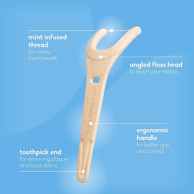 The Humble Co. Floss Picks (200 Count) – Plant Based Dental Floss Picks with Grip Handle for Superior Oral Care, Dental Hygiene, and Gum Health, Cruelty Free Tooth Floss Picks (Mint)-Ruum Studio Home