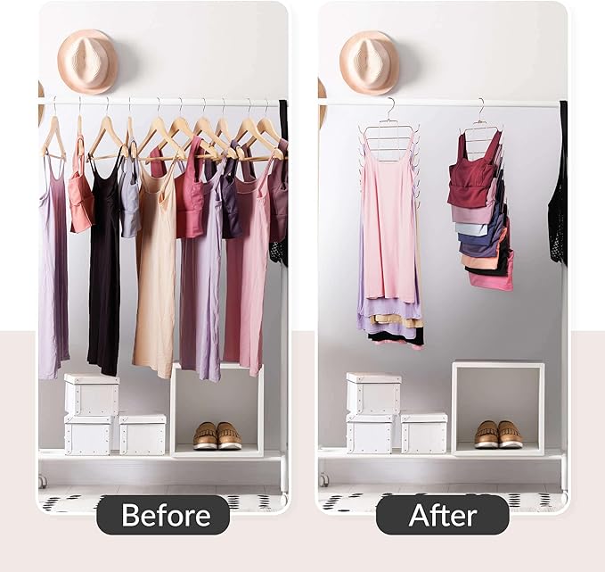 ZEDODIER 3 Pack Tank Top Hanger, Space Saving Bra Hangers, Non-Slip Hanging Sport Bras Holder, Closet Organizers and Storage for Camisoles Tank Tops Bras Ties Swimsuits Strappy Dress, Rose Gold-Ruum Studio Home
