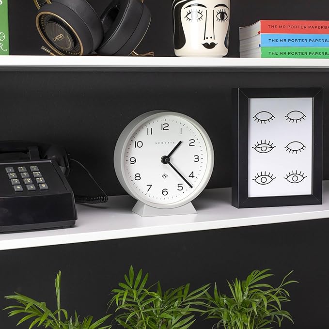 NEWGATE® M Mantel Echo Desk Clock | Modern Round Design | Posh Gray | Easy to Read Numbers | Contemporary Style for Desk, Table, Shelf or Bedside-Ruum Studio Home