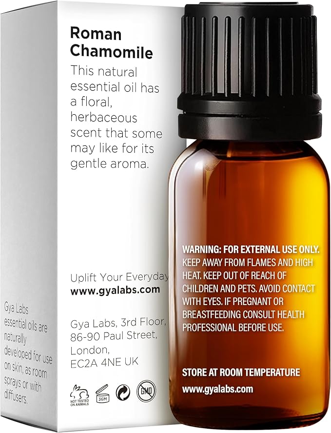 Gya Labs Roman Chamomile Essential Oil for Diffuser - 0.34 Fl Oz - 100% Pure Natural Roman Chamomile Oil for Skin, Hair, Face, Aromatherapy & Candle Making Scent-Ruum Studio Home