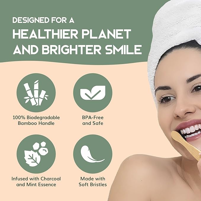 Greenzla Bamboo Toothbrushes, Wooden Toothbrush Set with Soft Bristles, Includes Travel Case and Charcoal Dental Floss, 4 Pack-Ruum Studio Home