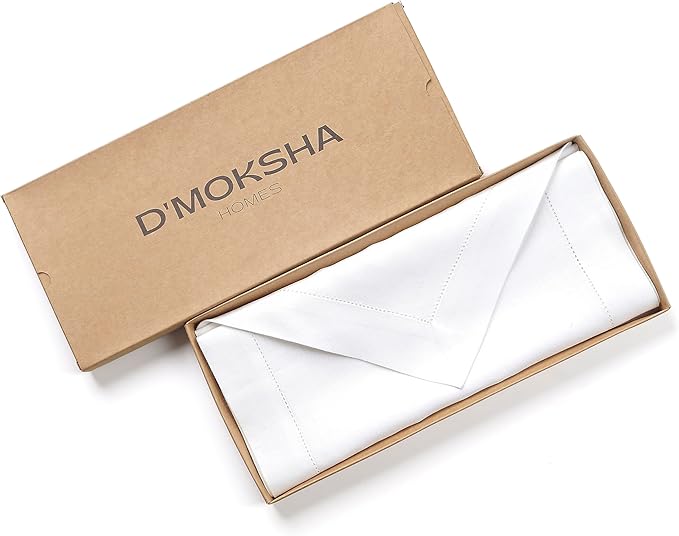 D'Moksha Homes White Linen Table Runner 60 Inches Long - 100% Pure Linen Diamond Table Runner 14 x 60 Inch for Dining, Fall and Halloween - Machine Washable-Ruum Studio Home