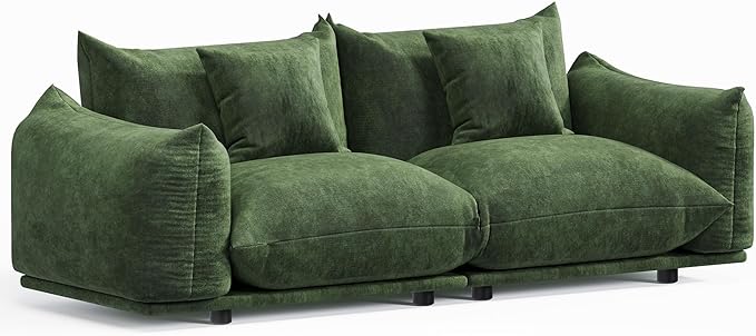 Modern Minimalist Chenille Modular Sectional Sofa, Oversized Couch and Loveseat Set with Thick Cushions, Upholstered Sofa for Small Spaces, Living Room, Bedroom, Office, Apartment(Green,75" Loveseat)-Ruum Studio Home