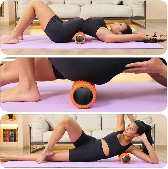 Foam Roller,High Density 15" Foam Roller, Wave Textured Massage Back Roller for Deep Muscle Massage Pilates Yoga,Fitness Exercise Roller for Whole Body Release(Orange)-Ruum Studio Home