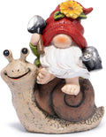 Hodao Spring Garden Gnome Decoration Flower Animal Ornaments Decor Gifts Spring Gnomes for Garden Decorations Summer Elf Figurine Gifts for Mom Outdoor Decor (Red)-Ruum Studio Home