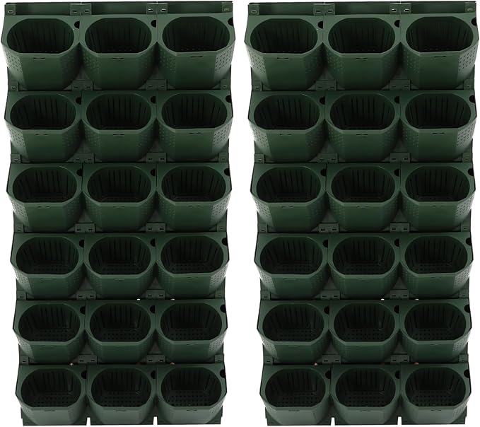 Self Watering Wall Planter | 36 Pots Vertical Garden Planter for Indoor Plants | Wall-Mounted Stackable wall planter | Hanging Plant Flower Pot Holder | 10.56 Fl Oz Each Individual Pot | Army Green-Ruum Studio Home