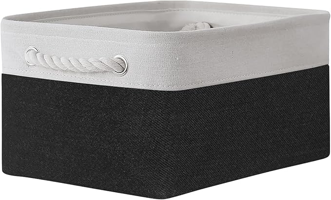 TheWarmHome Storage Bins for Shelves - 1 Pack 13.8x9.7x6.7 inch Storage Basket for Organizing for Closet Organizer Cubes Laundry Cloth Nursery (White & Black)-Ruum Studio Home
