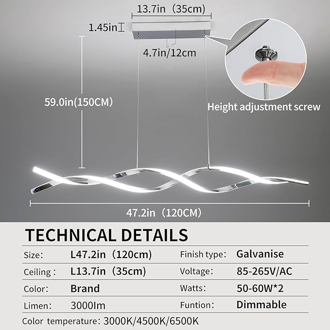 Modern Ceiling Chandelier Light, Acrylic Anti Flicker Pendant Lamp with Remote Control Dimmable 3 Color Mode & Brightness (Warm Cool Neutral Light) for Kitchen Bar-Ruum Studio Home