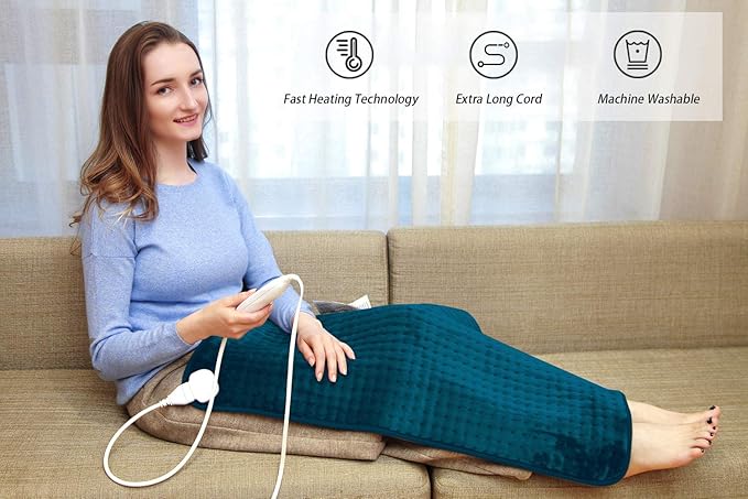 Ruqiji 17''x33'' XXXL King Size Heating Pad with 10 Temperature Settings, Pain Relief for Back/Neck/Shoulders/Menstrual Pain/Leg Cramp Christmas Gifts for Women Men Mom Dad(Dark Teal)-Ruum Studio Home