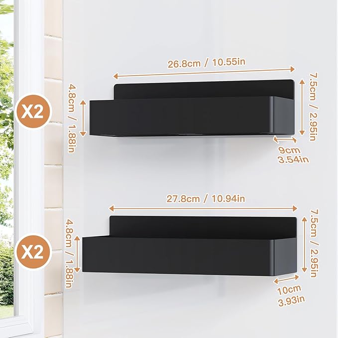 Magnetic Spice Rack for Refrigerator, Kitchen Organizer and Storage Shelf, Black (4 Pack)…-Ruum Studio Home