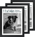 11x14 Picture Frame Set - 3 Pack, Textured Black Solid Wood, HD Tempered Glass, Wall Gallery Photo Frame-Ruum Studio Home