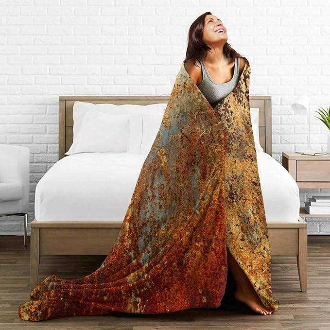 HGOD DESIGNS Brown Rust Colorful Metal Rusty Steel Iron Structure Blanket Throw Blanket Soft Comfortable for Sofa Chair Bed Office 50" x60-Ruum Studio Home