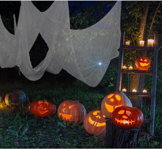 Biubee 5Pcs Halloween White Creepy Cloth- Spooky Gauze Fabric Cloth for Haunted Horror House Halloween Party Doorway Outdoors Decoration (30" ×72")-Ruum Studio Home