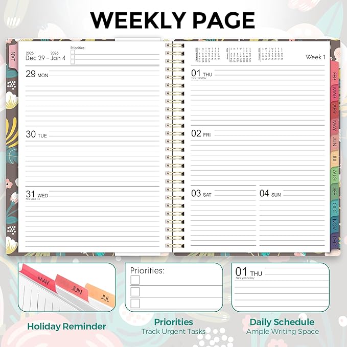 Planner 2026, 8.5" x 11" Monthly & Weekly Planner with Tabs, JAN - DEC 2026, Goal Setting & Time Management Organizer for Professionals & Students-Ruum Studio Home