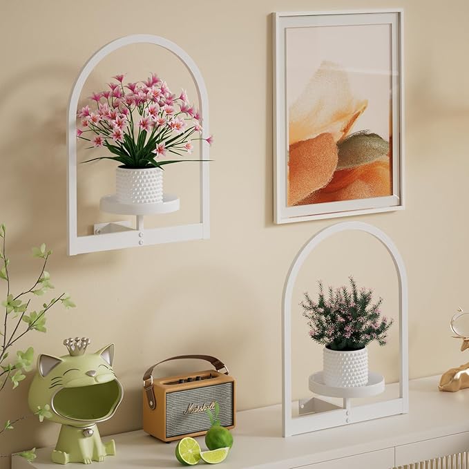Wall Plant Holder, Wall Planter for Indoor Plants, Window Plant Shelves for Multiple Plants Indoor Outdoor, Framed Plant Holder for Home Decor (2 Pack)-Ruum Studio Home