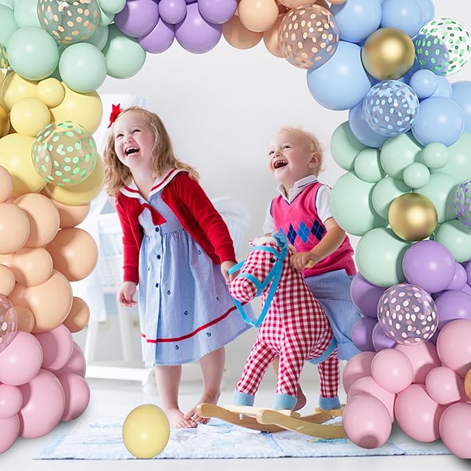 Amandir 164PCS Pastel Balloon Garland Kit, Rainbow Easter Unicorn Balloon Arch, Colorful Gold Confetti Balloons for Pastel Easter Baby Shower Wedding Ice Cream Mermaid Party Decorations Supplies-Ruum Studio Home