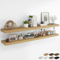 RICHFOCUS 72Inch Floating Shelves for Wall 2 Pack Shelves for Bedroom|Kitchen|Bathroom Wall Mounted Rustic Wood Floating Shelf with Invisible Brackets for Books|Storage|Decor, Oak-Ruum Studio Home