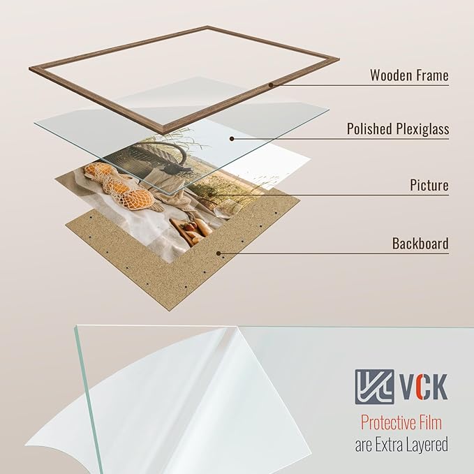 VCK 20x30 Frame 3 Pack - Brown Walnut, Natural Textured Solid Wood Poster Picture Frame, Wall Mounting Hanging-Ruum Studio Home