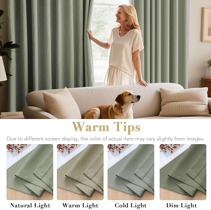 H.VERSAILTEX Room Darkening Curtains for Living Room Light Reducing Thermal Insulated Window Treatment Panels/Drapes Grommet Top 2 Panels Sea Grass - 52 x 96 Inches-Ruum Studio Home
