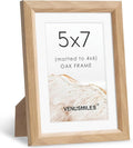 5x7 Picture Frame Natural Solid Oak Photo Frames with 4x6 Removable Mat Wall Hanging Large Handcrafted Frame with HD Plexiglass Wall and Tabletop Display Large Poster Frame-Ruum Studio Home