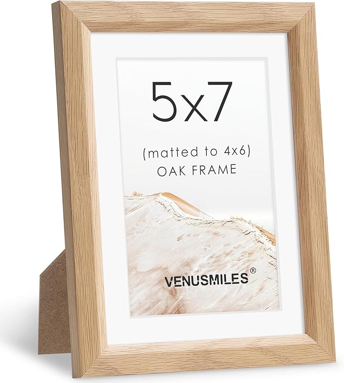 5x7 Picture Frame Natural Solid Oak Photo Frames with 4x6 Removable Mat Wall Hanging Large Handcrafted Frame with HD Plexiglass Wall and Tabletop Display Large Poster Frame-Ruum Studio Home