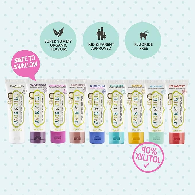 Jack N' Jill Natural Toothpaste for Baby and Infants - Fluoride Free Training Toothpaste, 40% Xylitol, BPA Free - Banana, 1.76 oz (Pack of 2)-Ruum Studio Home