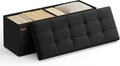 SONGMICS MAZIE Collection - 43 Inches Folding Storage Ottoman Bench, Ottoman Foot Rest, End of Bed Bench, Storage Chest, Load 660 lb, for Living Room, Bedroom, Entryway, Ink Black ULSF077B01-Ruum Studio Home