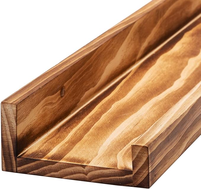 AZSKY 24" Floating Wall Ledge Shelf Wood Picutre Shelf Wall Mounted Nursery Kids Bookshelf Spice Rack Bathroom Storage Shelves Display Organizer Set of 2-Ruum Studio Home