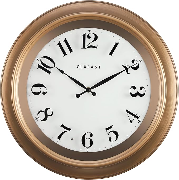 CLXEAST 18 Inch Glow in The Dark Wall Clocks for Living Room Decor, Large Illuminated Gold Wall Clock,Antique Brushed Gold,House Warming Gifts New Home