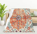 HGOD DESIGNS Carpet Pattern Throw Blanket Boho Style Ethnic Design Orange Blue Soft Blankets and Throws 50x60 Inch Caring for Women Men (130x150cm)-Ruum Studio Home