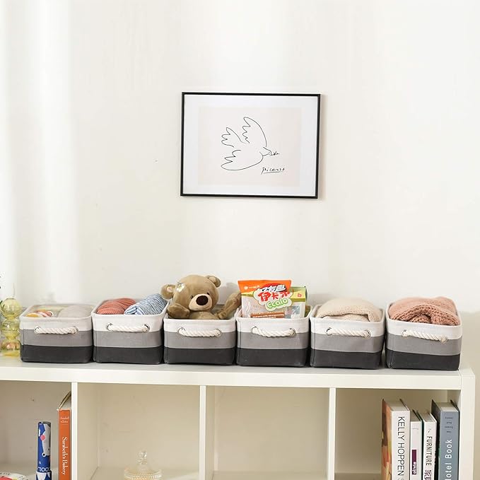 Small Storage Baskets for Shelves,Fabric Storage Baskets for Closet,Rectangular Collapsible Baskets for organizing Clothes,Books,Gifts-Ruum Studio Home