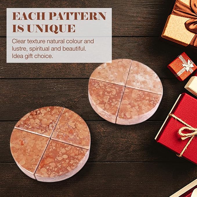 Marble Bookend for Shelves, Non-Skid Bookends for Heavy Books, Heavy Duty Book Stopper for CDs, Luxury Book Shelf Holder, Quarter Circle Design Book Ends Decorative, Perlino Rosato, Set of 2-Ruum Studio Home