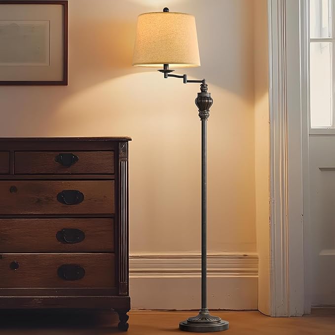 61" Vintage Floor Lamp with 350° Adjustable Swing Arm, Standing Lamp for Bedroom Living Room Bedside Nightstand Retro Farmhouse Mid Century Lamp Light Home Décor Office Gifts-Ruum Studio Home